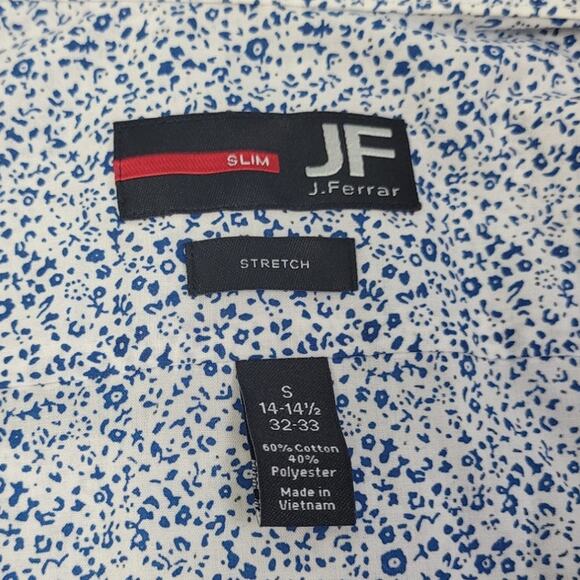 J Ferrar Mens Small PolyCotton Slim Stretch Floral Long Sleeve Button Up Shirt - Picture 4 of 4